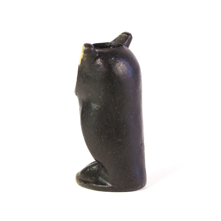 Walter Bosse brass owl figurine / candleholder with black patina and polished gold hilights circa the 1960s