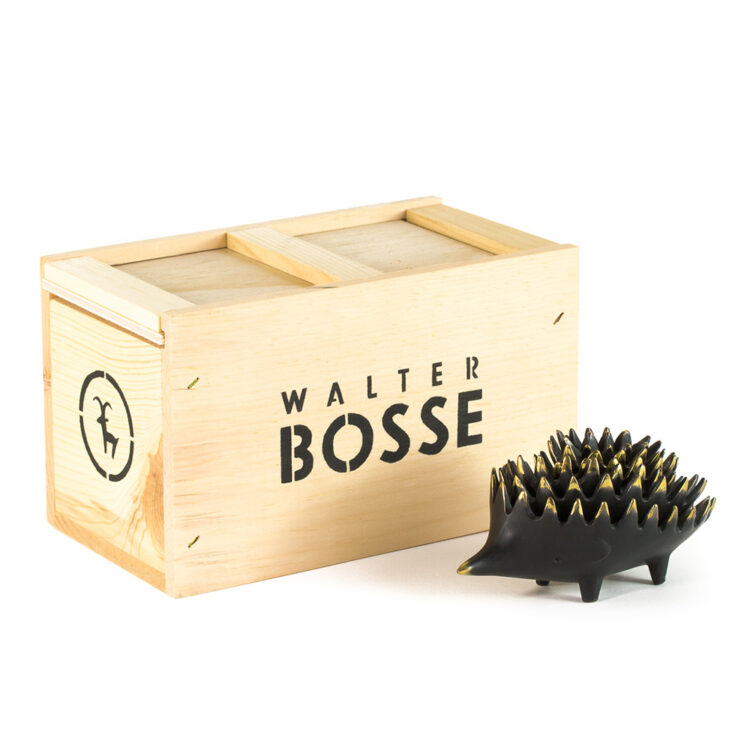 Walter Bosse Bronze Hedgehog Astray and Wooden Box