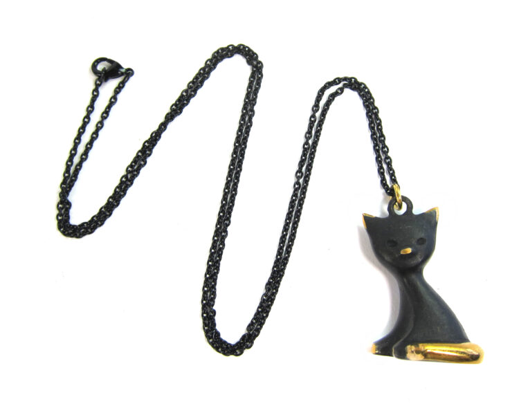 Walter Bosse Brass Cat Necklace — "Katze" — 4161N