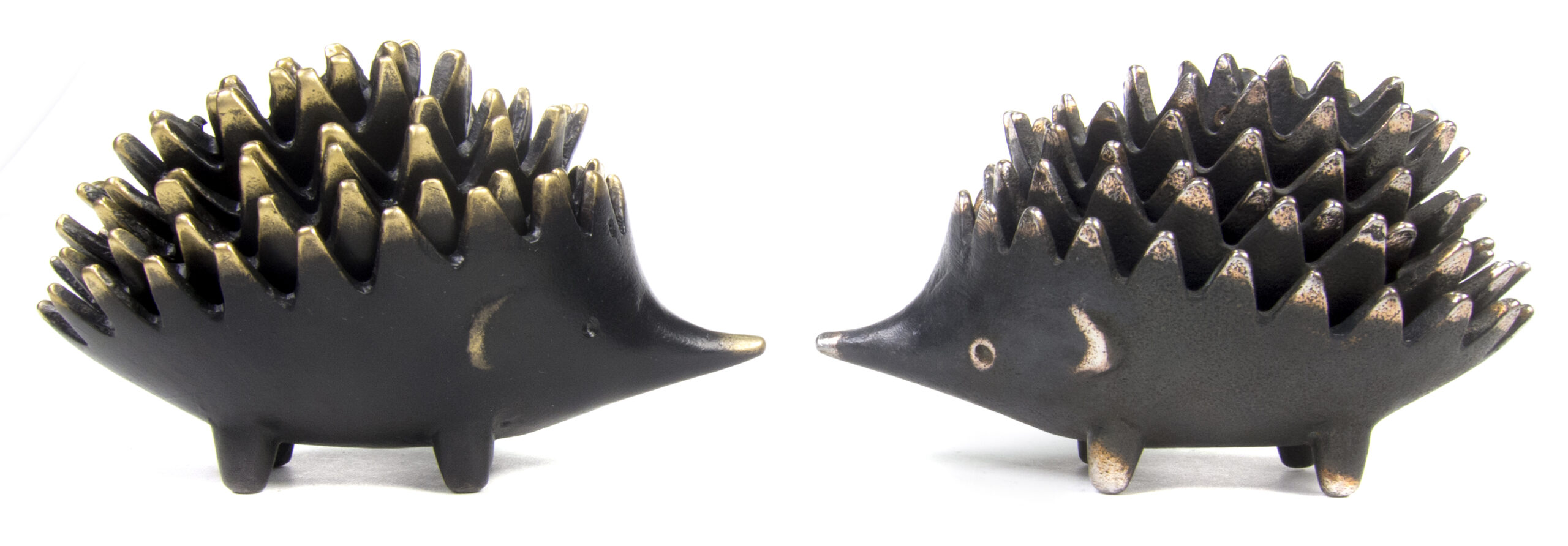 Walter Bosse Steel vs Brass Hedgehog Ashtrays