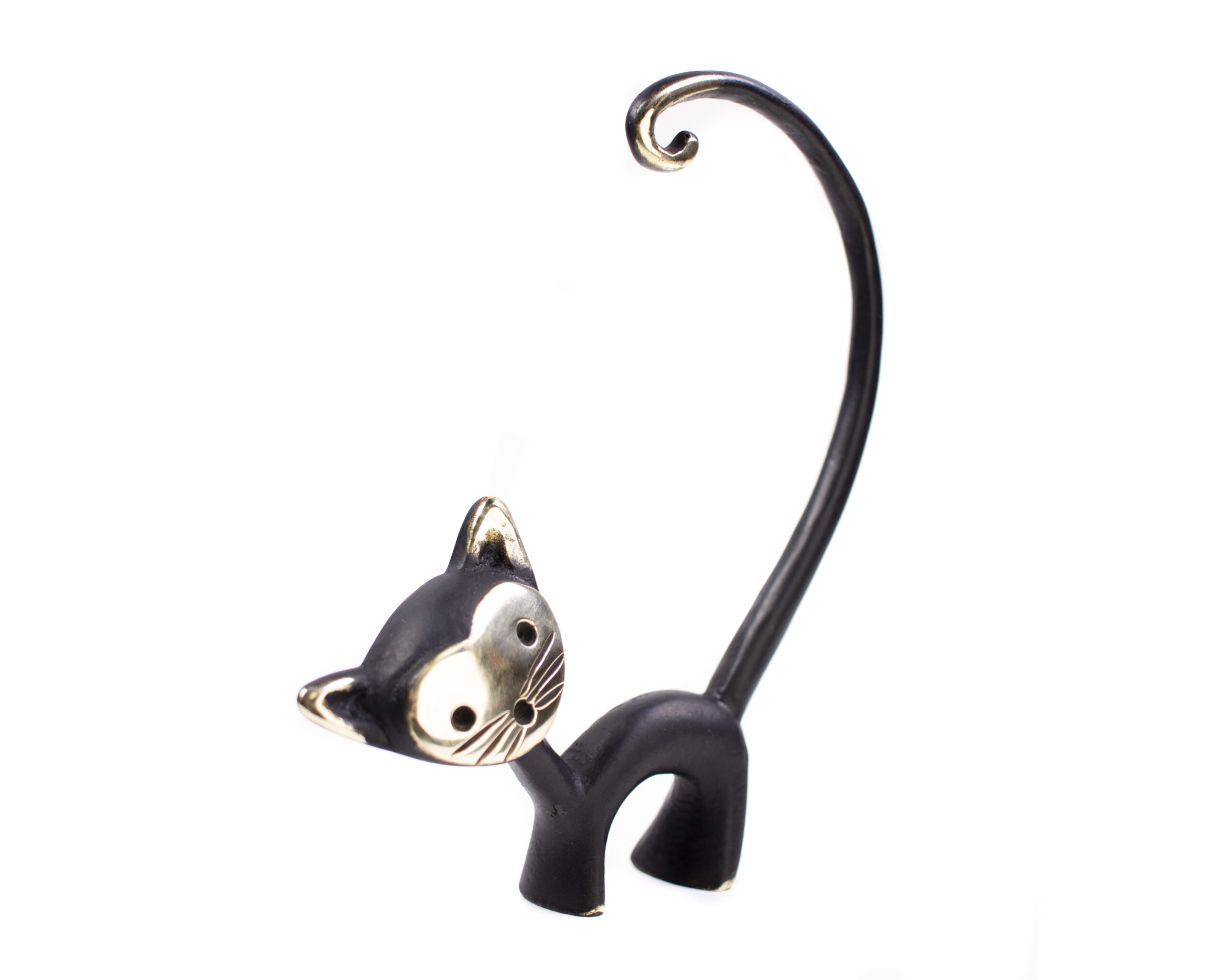 Brass Cat Figurine Ring Holder by Walter Bosse for Herta Baller