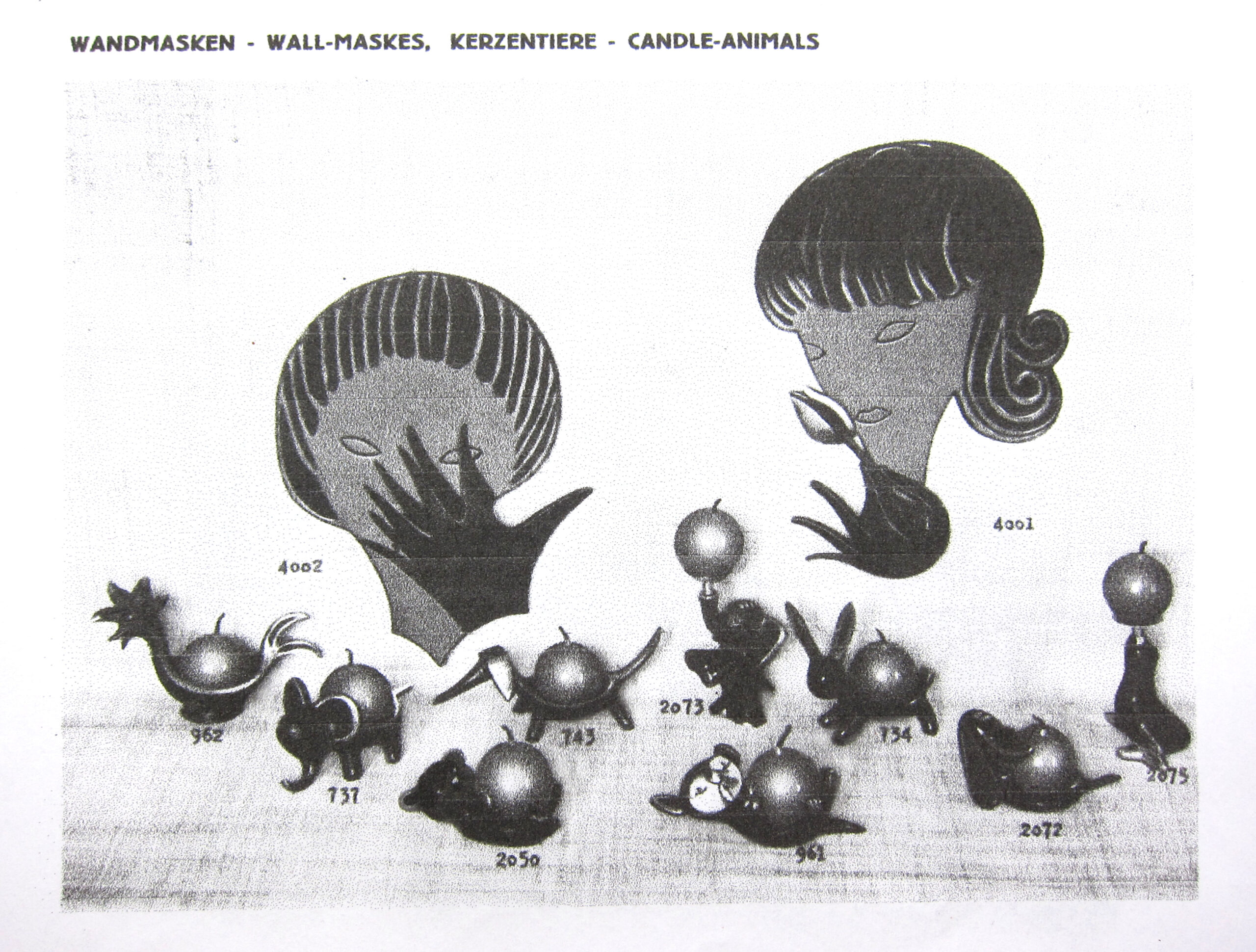 Vintage Herta Baller Catalog Page from the 1950s with Ball Shaped Candles and Egg Cups